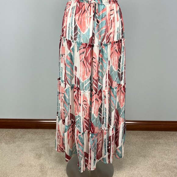 INC International Concepts Womens Printed Halter Maxi Dress Blue Salmon size M - Picture 7 of 16